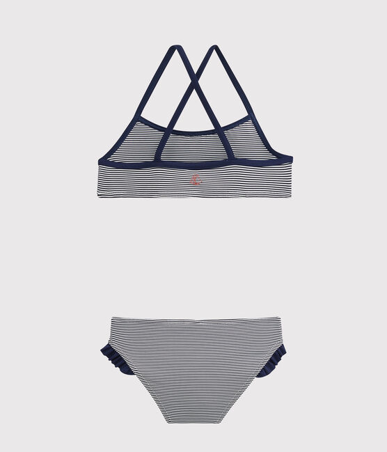Costume da bagno bambina blu ABYSSE/bianco LAIT