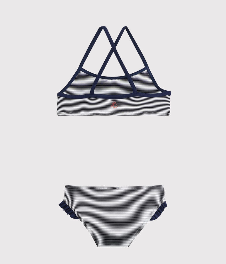 Costume da bagno bambina blu ABYSSE/bianco LAIT