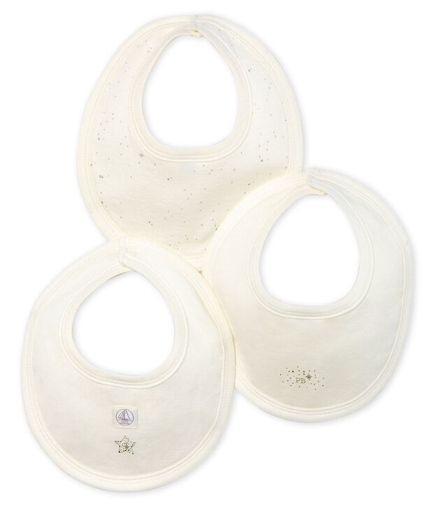 Trio di bavaglini beb&egrave; a costine multicolore