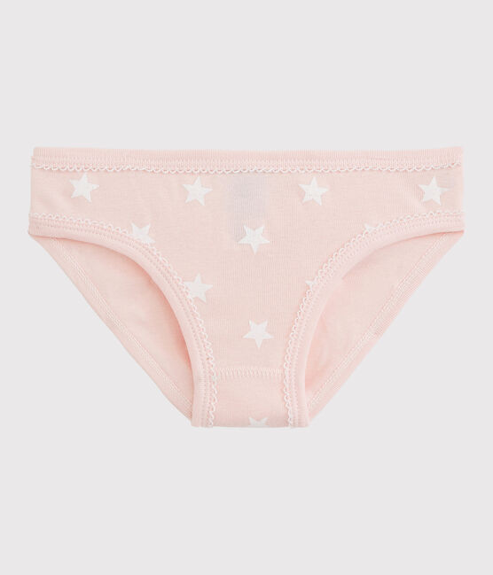 La mutandina in cotone per bambina rosa MINOIS/bianco MARSHMALLOW