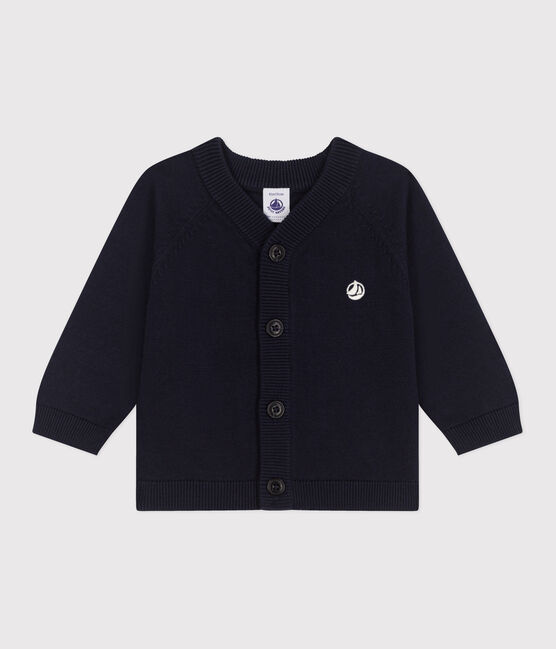 Cardigan in cotone tinta unita neonato blu SMOKING