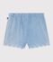 Shorts in chambray ricamato neonata blu