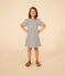 Abito a maniche corte in cotone a righe bambina bianco AVALANCHE/blu SMOKING