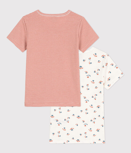 Confezione da 2 t-shirt a maniche corte, a fiori, bambina, cotone variante 1