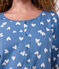 Camicia da notte in cotone con scollo alla coreana e stampa a cuori donna blu/bianco