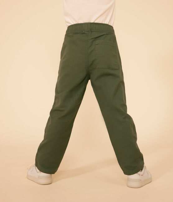 Pantalone bambino in tela di cotone verde CROCO