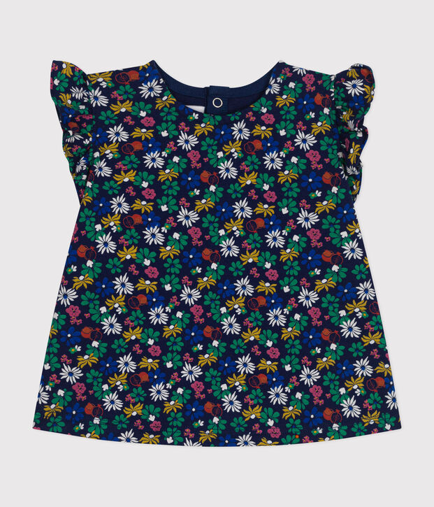 Blusa senza maniche in jersey beb&egrave; blu/multicolore