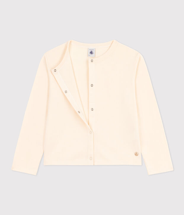 Cardigan in cotone bambina ecru