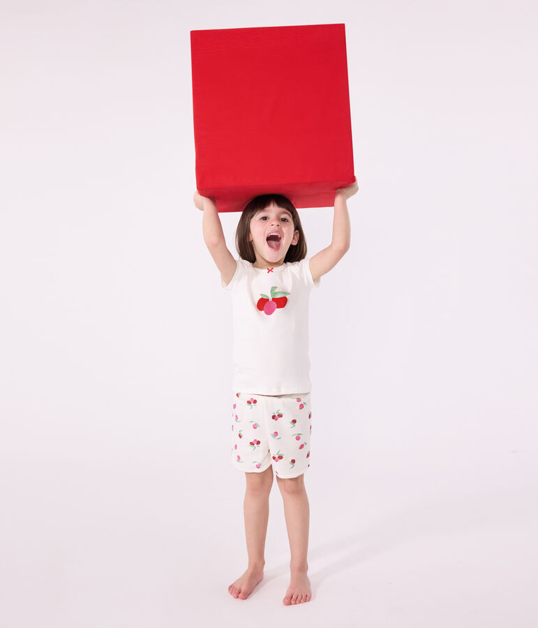 Pigiama corto in cotone con stampa di frutti bambino bianco/multicolore