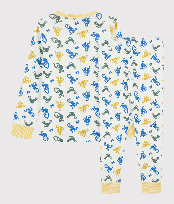 Pigiama scimmie fosforescenti bambino in cotone bianco MARSHMALLOW/bianco MULTICO