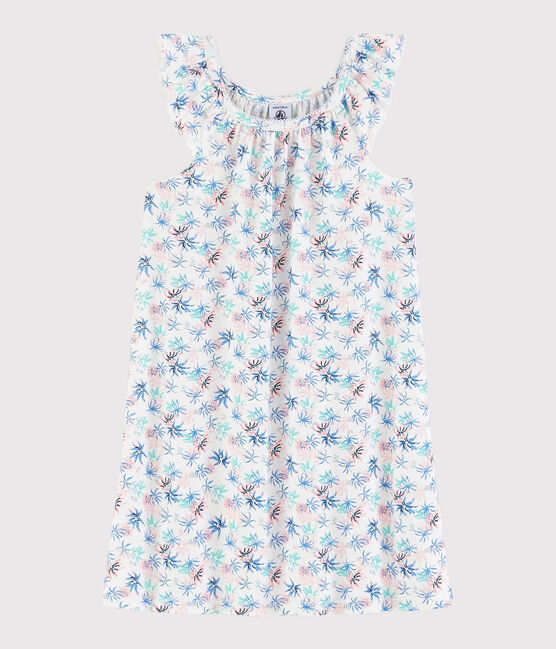 Camicia da notte fantasia anemoni bambina in cotone sottile bianco MARSHMALLOW/bianco MULTICO