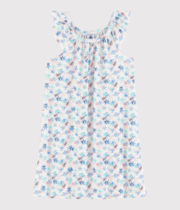 Camicia da notte fantasia anemoni bambina in cotone sottile bianco/multicolore
