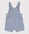 Salopette corta in serge beb&egrave;a righe neonato blu/bianco