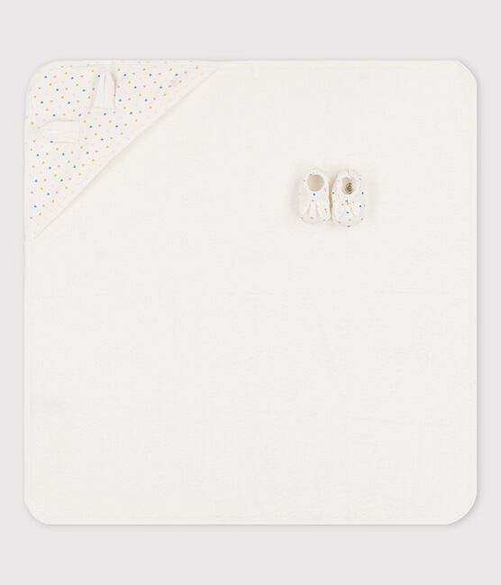 Asciugamano quadrato da bagno bebè in cotone biologico bianco MARSHMALLOW/bianco MULTICO