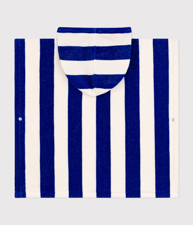 PONCHO DA BAGNO A RIGHE PER BAMBINI blu/bianco