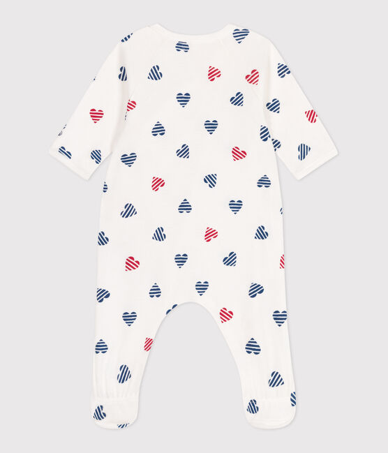 Pigiama in cotone con cuore a righe neonato bianco MARSHMALLOW/bianco MULTICO