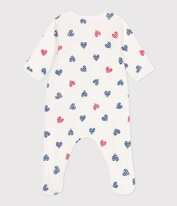 Pigiama in cotone con cuore a righe neonato bianco/multicolore