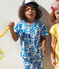 Camicia a maniche corte in cotone con stampa bambino blu MARSHMALLOW/ PORCELANA