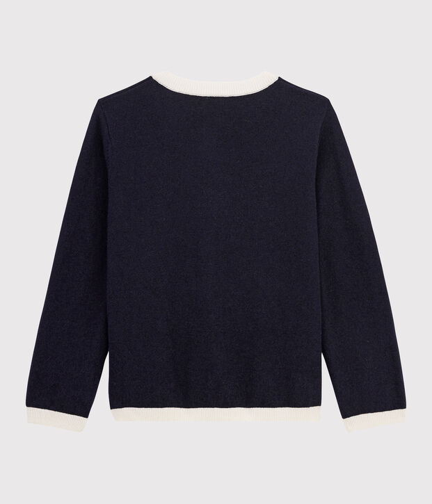 Cardigan in lana e cotone bambino blu/bianco