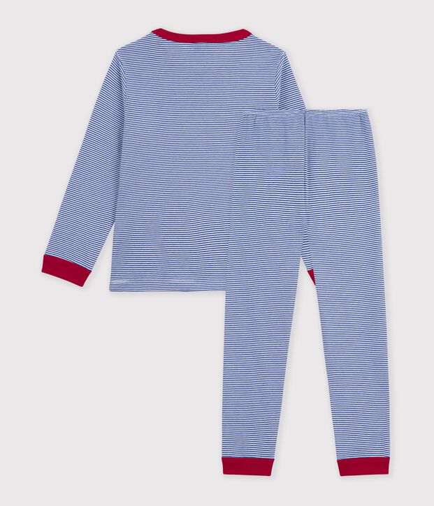 Pigiama in cotone a righe bambino blu/bianco