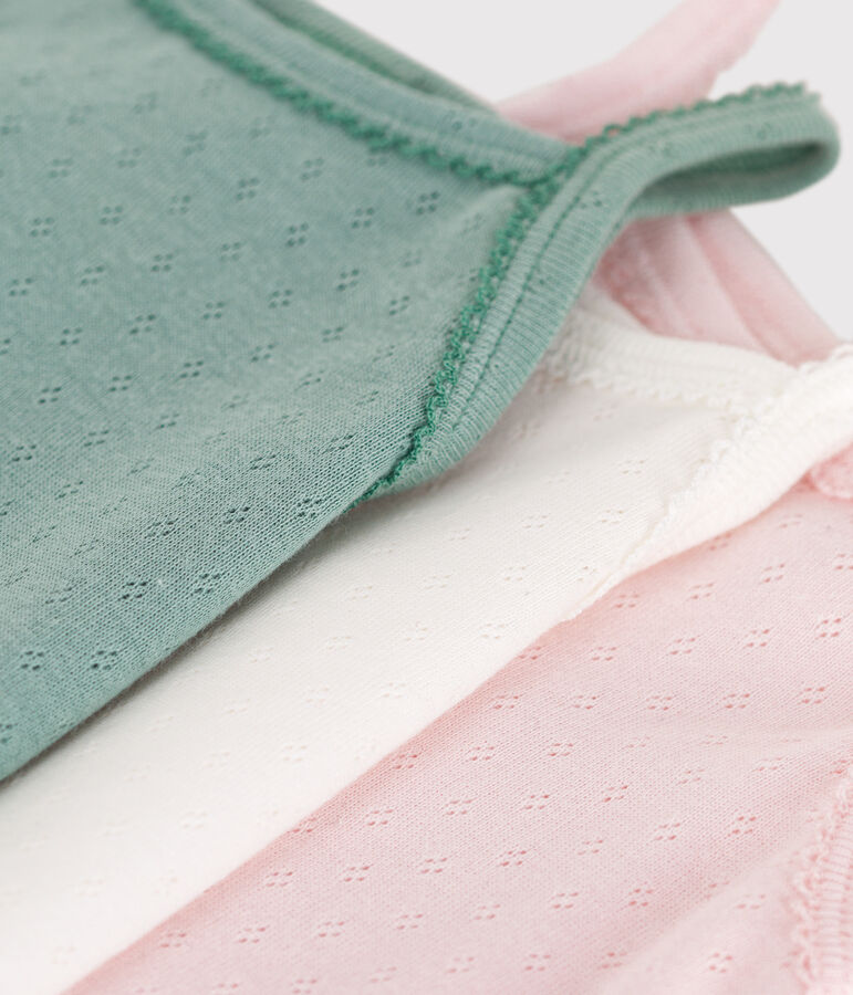 Set da 3 body con spalline in cotone tinta unita neonato multicolore