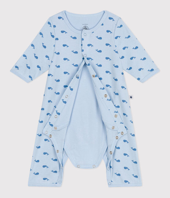 Bodyjama senza piedini in cotone con balena neonato blu TOUDOU/ ALASKA