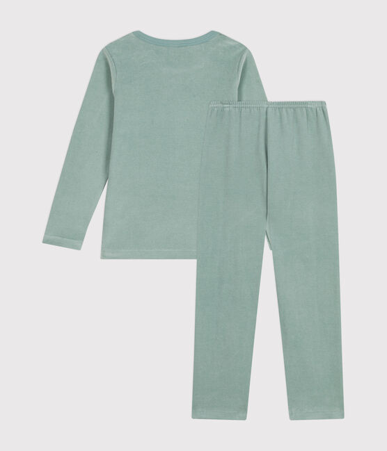 Pigiama bambino in velluto tinta unita verde PAUL