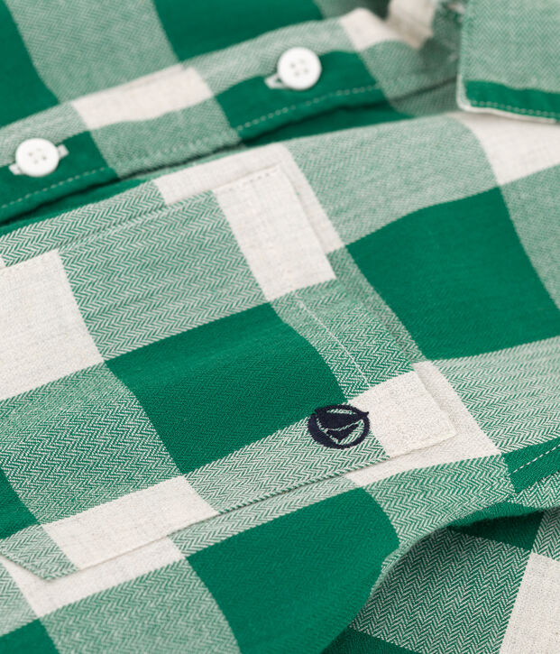 Camicia bambino in flanella a scacchi MATCHA/ecru