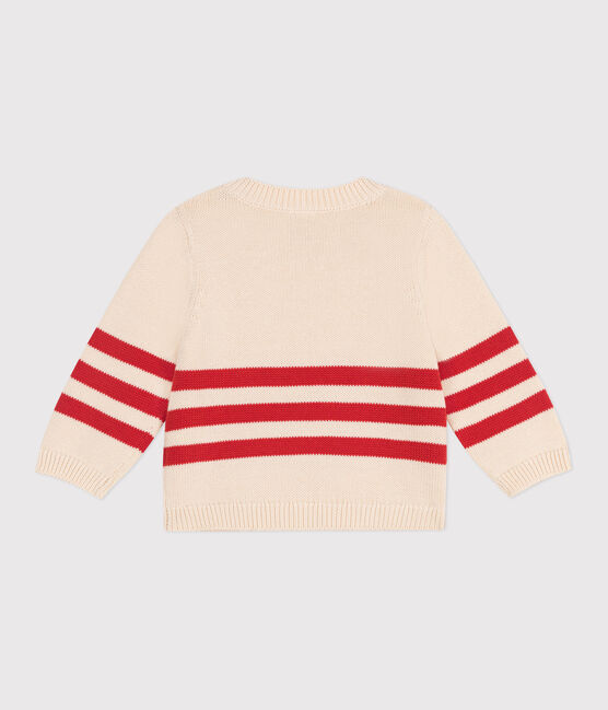 Pullover in cotone a righe applicate e stemma sul petto neonato rosso AVALANCHE/ AURORA