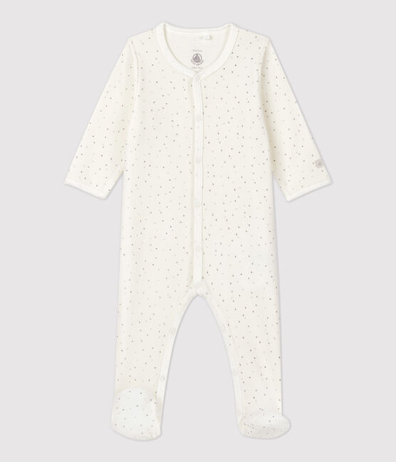 Tutina bebè in velluto di cotone biologico bianco MARSHMALLOW/bianco MULTICO