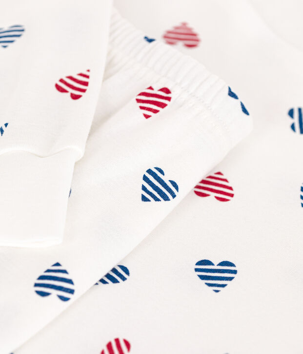 Pigiama in cotone con stampa a cuori donna bianco/multicolore