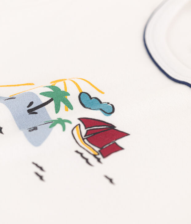 Pigiama corto esploratore in cotone bambino unisex bianco/multicolore