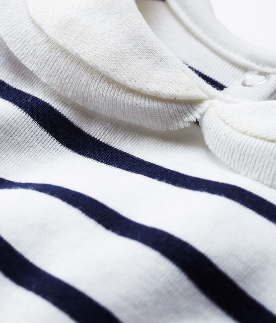 Blusa a manica lunga bebè femmina a righe marinare bianco MARSHMALLOW/blu SMOKING CN
