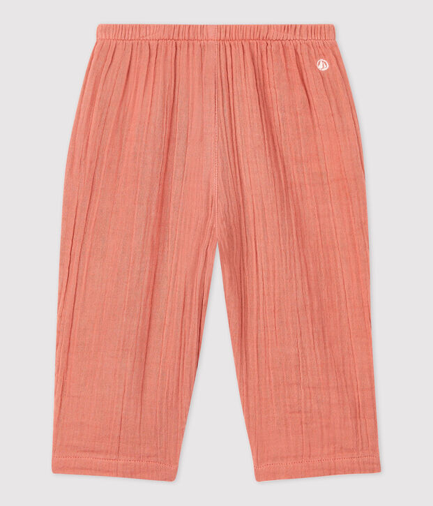 Pantaloni beb&egrave; in garza di cotone biologico rosa