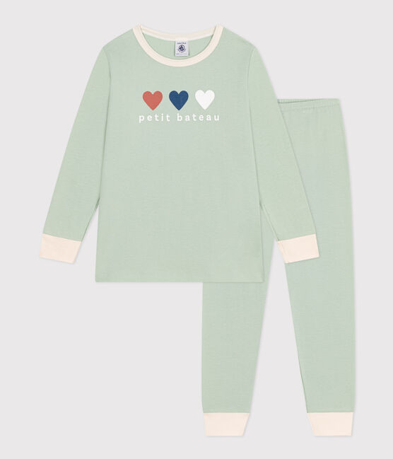 Pigiama a tinta unita in cotone bambino verde HERBIER