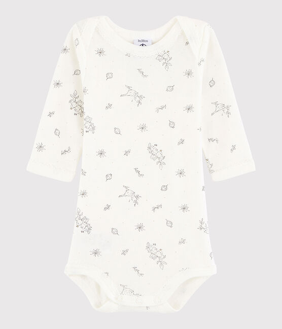Body manica lunga bebè femmina bianco MARSHMALLOW/bianco MULTICO