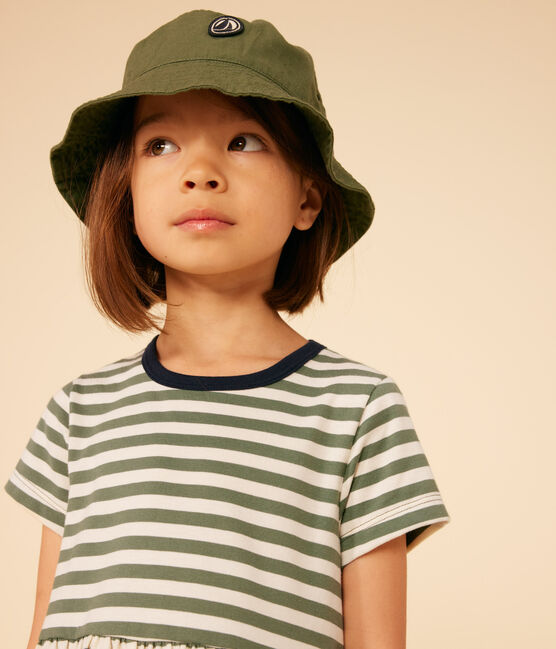 Cappellino alla pescatora a tinta unita in cotone bebè verde CROCO