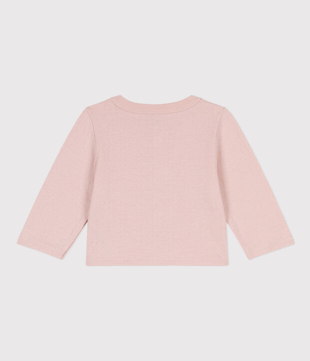 Cardigan beb&egrave; in tubique tinta unita rosa