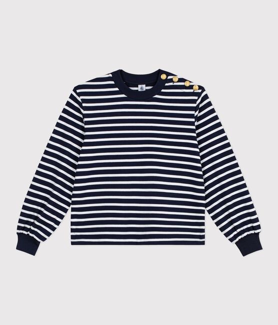 Marinière donna in cotone blu SMOKING/bianco MARSHMALLOW