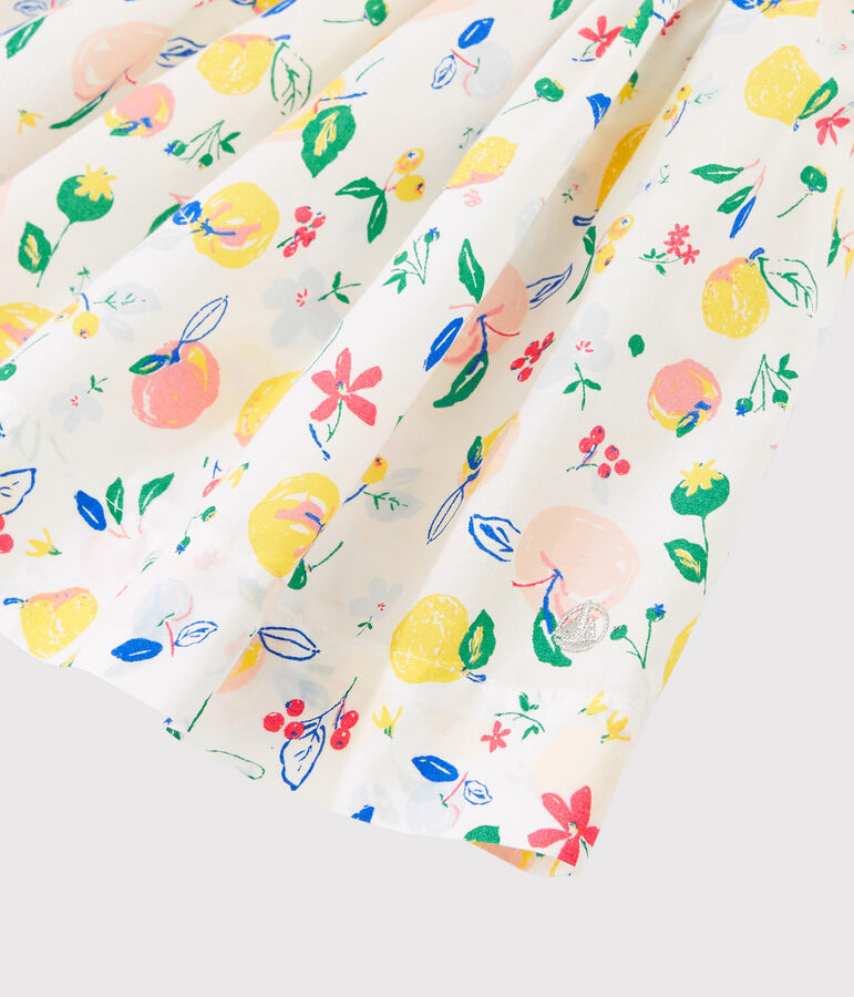 Gonna bambina in popeline bianco/multicolore