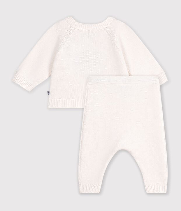 Completo in maglia jacquard con cuore neonato rosso/rosso