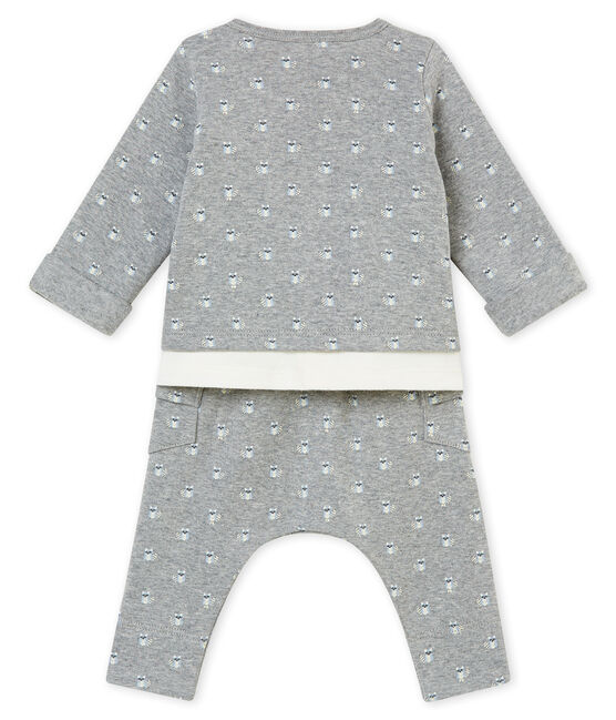 Coordinato tre pezzi stampati bebé maschio grigio SUBWAY/bianco MULTICO