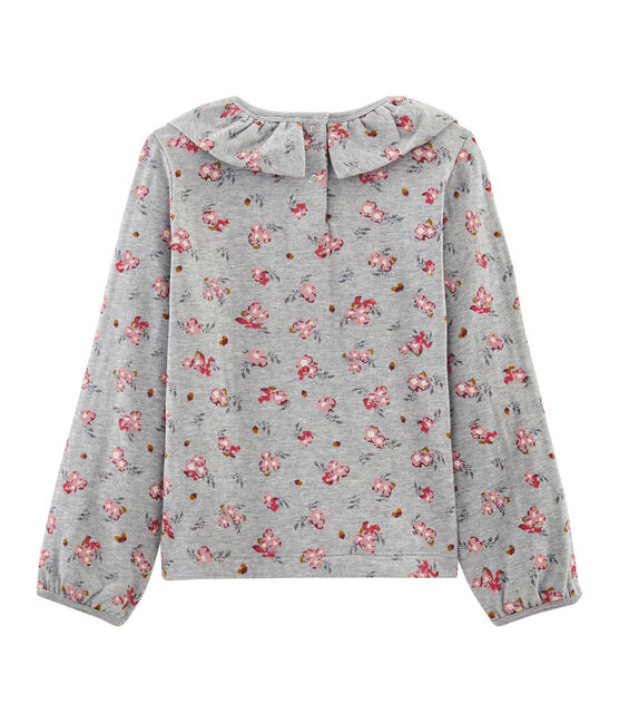 T-shirt maniche lunghe bambina grigio BELUGA/bianco MULTICO