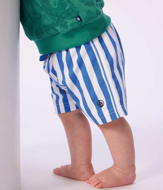 Shorts da bagno a righe neonato blu/bianco