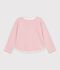 T-shirt a maniche lunghe a righe bambino rosa/ecru