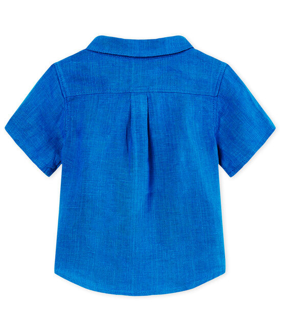 Camicia mc neonato in lino blu RIYADH
