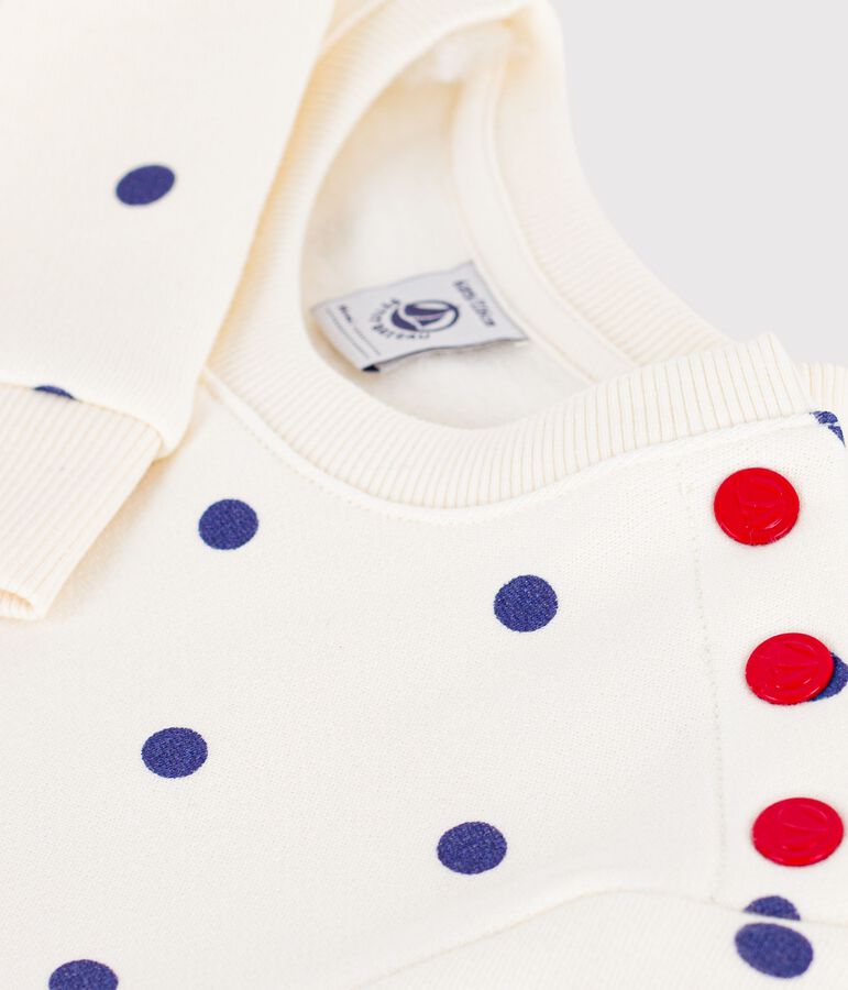 Abito a maniche lunghe in cotone con stampa a pois bambina blu/blu