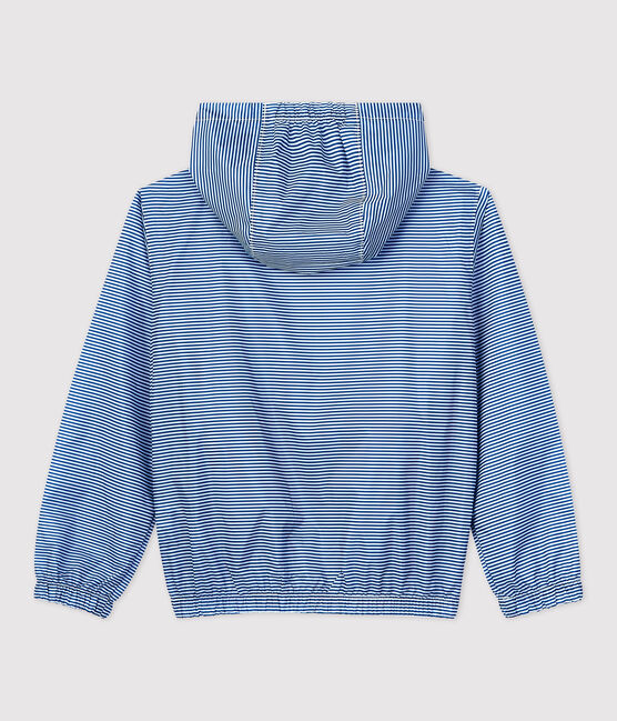 Giacca antivento in poliestere riciclato bambino blu SURF/bianco MARSHMALLOW