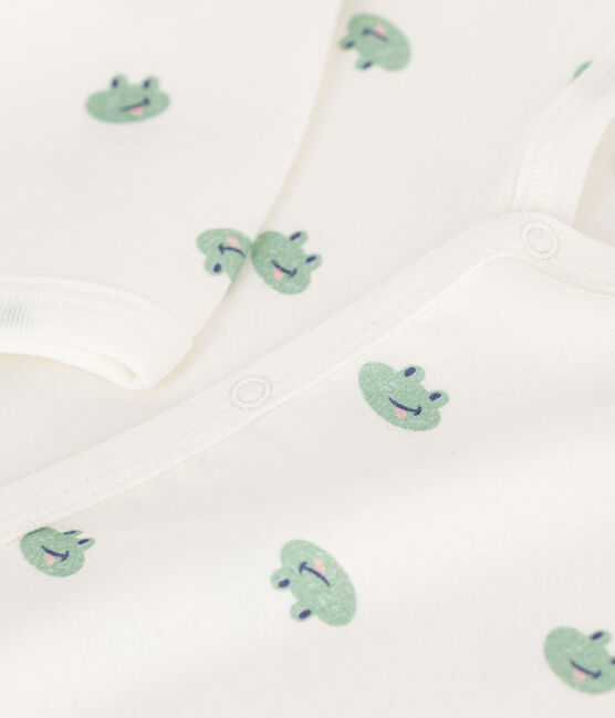 Pigiama senza piedini in cotone con rane neonato bianco MARSHMALLOW/bianco MULTICO