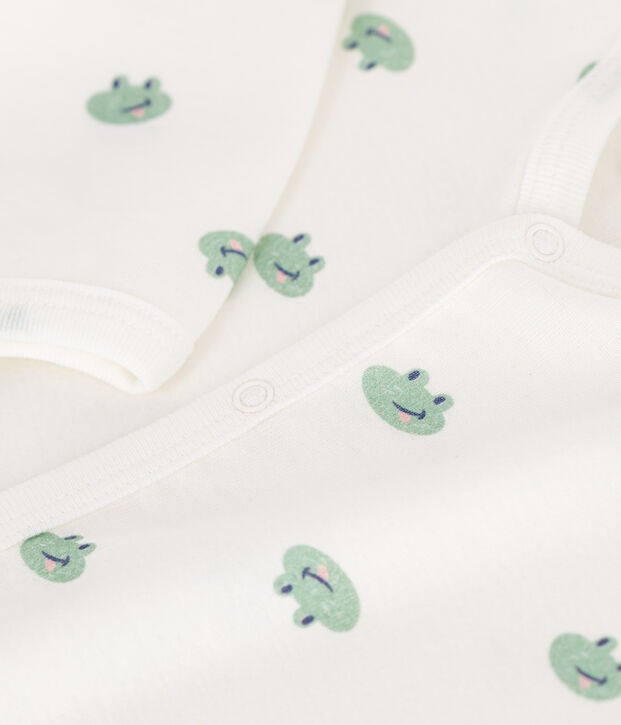 Pigiama senza piedini in cotone con rane neonato bianco/multicolore
